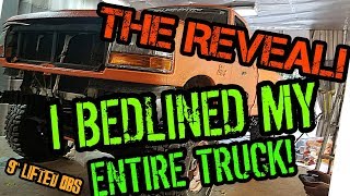 THE REVEAL! 9" LIFTED OBS FORD! BED LINER PAINT JOB! 1996 F150 Restoration - VLOG