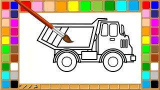 Coloring Truck Dinosaur Moon and Stars for Kids