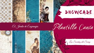 Shocase PLANTILLA CANVA Colección El jardín de engranajes para SCRAPBOOKING