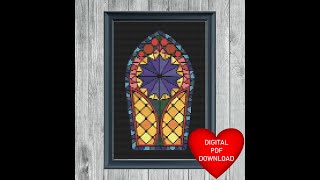 Stained Glass Window Black Background Cross Stitch Video