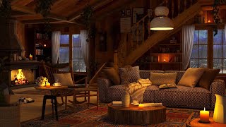 Thunderstorm Sounds & Crackling Fireplace at Cozy Cabin Ambience