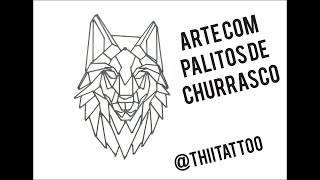 Arte com palitos de churrasco (lobo)