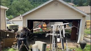 Chevy K5 CUCV knocks down a garage.