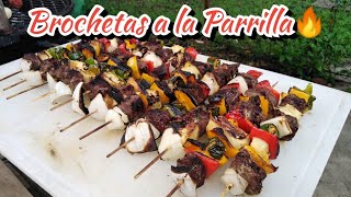 BROCHETAS DE RES Y PIÑA 🍍AL CARBÓN 🔥