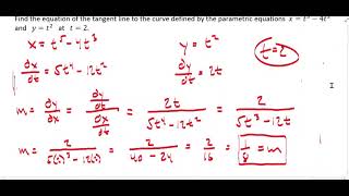 Calculus-Parametric Equations: Finding Equation of a Tangent Line at a Point