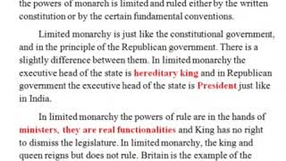 Political science lecture /  limited Monarchy /Monarchy