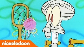 SpongeBob Kanciastoporty | Skalmar poluje na meduzy | Nickelodeon Polska