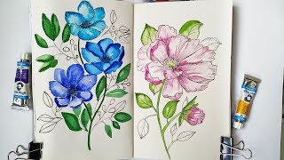 Watercolor Botanical Painting - How to Paint Easy Flowers Illustration