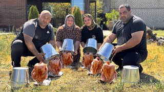 A popular recipe for whole chickens fried under a bucket. King Cooking was surprised!!!