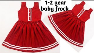 Baby frock, 1-2 year baby frock, box plate baby frock, cutting and stitching,