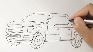 How To  Draw Pickup Tuntra Off Road Trucks