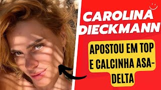 De biquíni, Carolina Dieckmann chama atenção por aparência jovial: 'Como ter 25 anos pra sempre?'