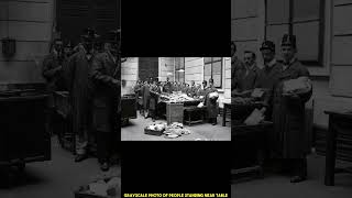 Historical photos grayscale photo of people standing near table