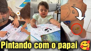 PIETRA pintando com o PAPAI; HOJE É DIA DE VACINA; imitando a mamãe 🥰