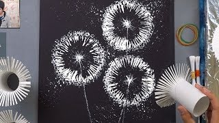 Toilet Paper Rolls Dandelion Q Tip Painting Technique |  Easy Creative Art