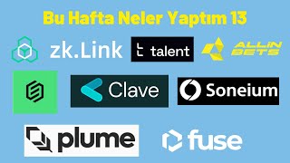 Bu Hafta Neler Yaptım 13 (Lumoz, SwanChain, Plume, Enclave Market, Clave, Soneium, Talent Protocol)